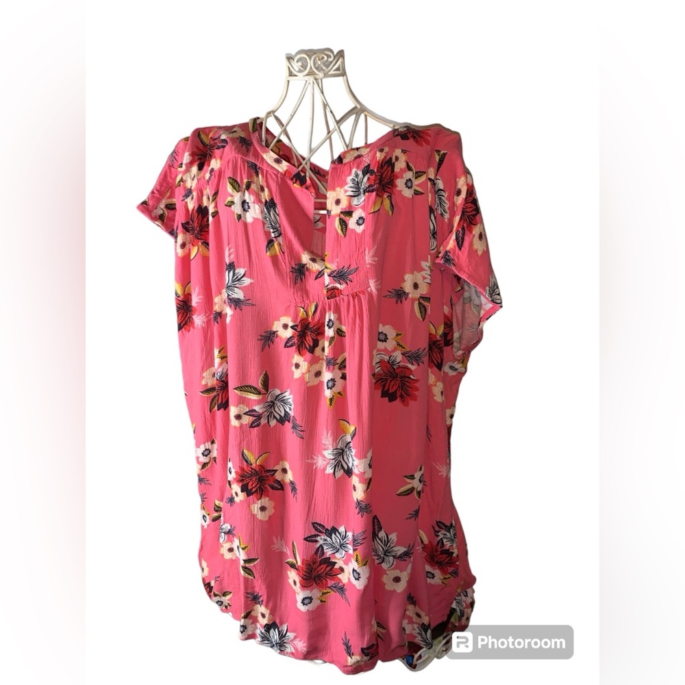 LOFT PLUS WOMENS BOXY FLORAL SHORT SLEEVE TOP size 20/22